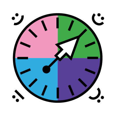 Grafik von einem runden Barometer. Der Pfeil zeigt auf den grünen Bereicht, welcher mit einem Smiley beschriftet ist.