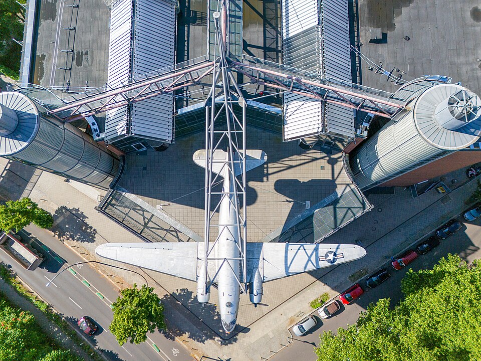 An aerial view of the Rosinenbomber from above