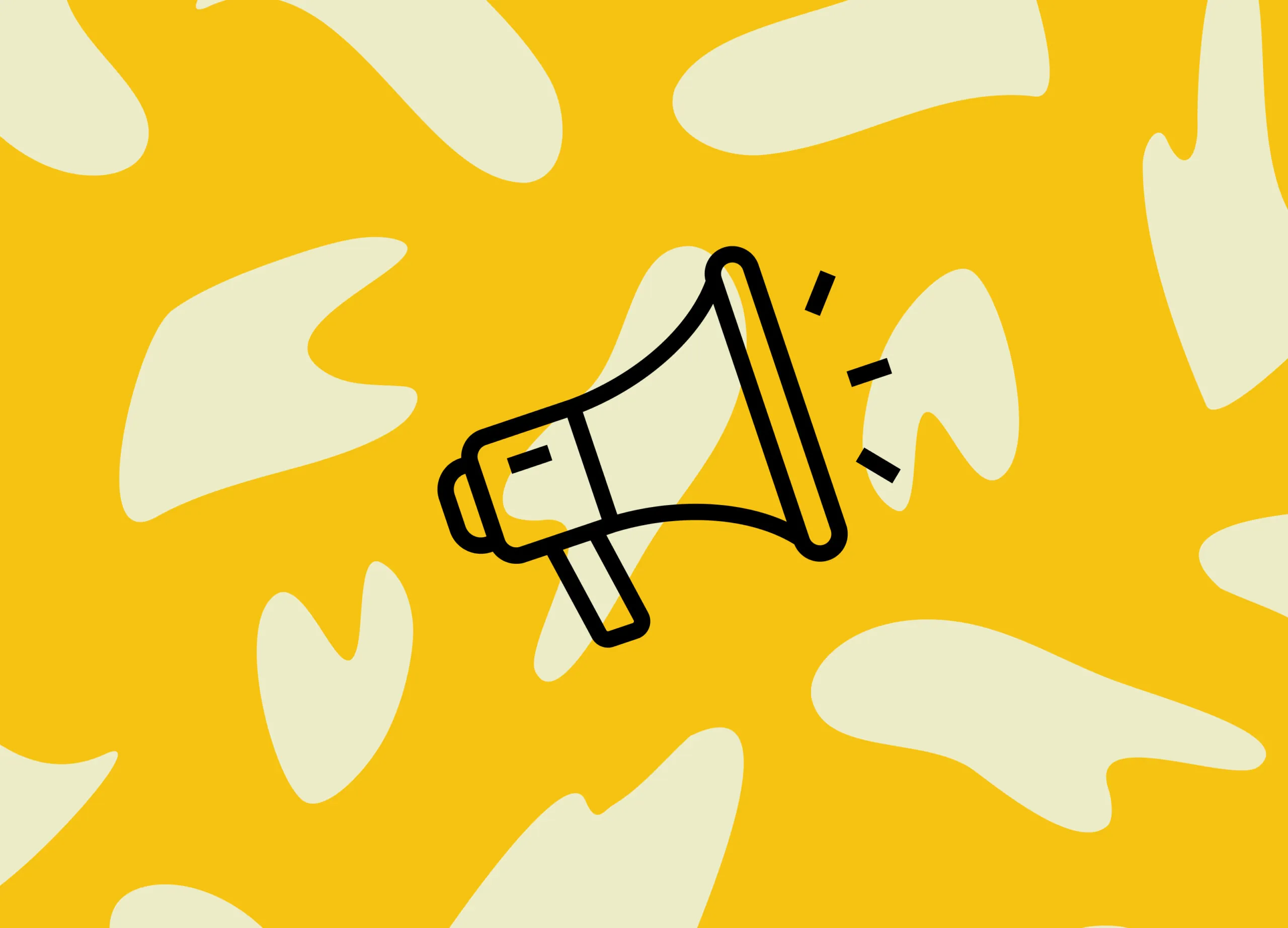 Graphic of a microphone in front of a yellow background.