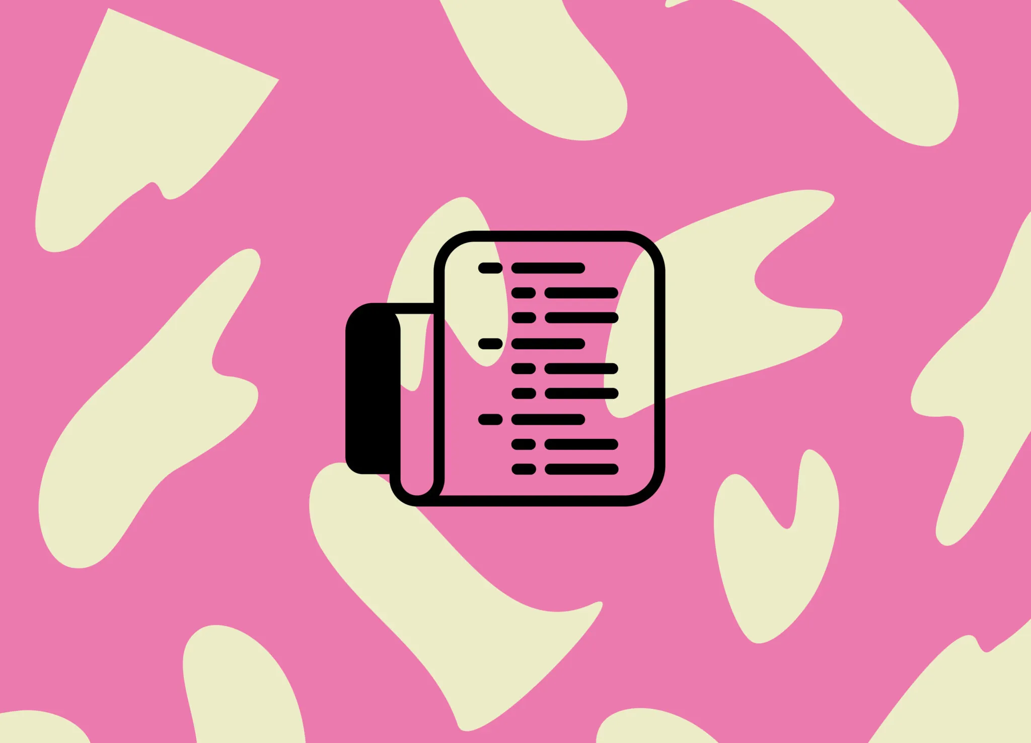 Graphic of a document on a pink background.