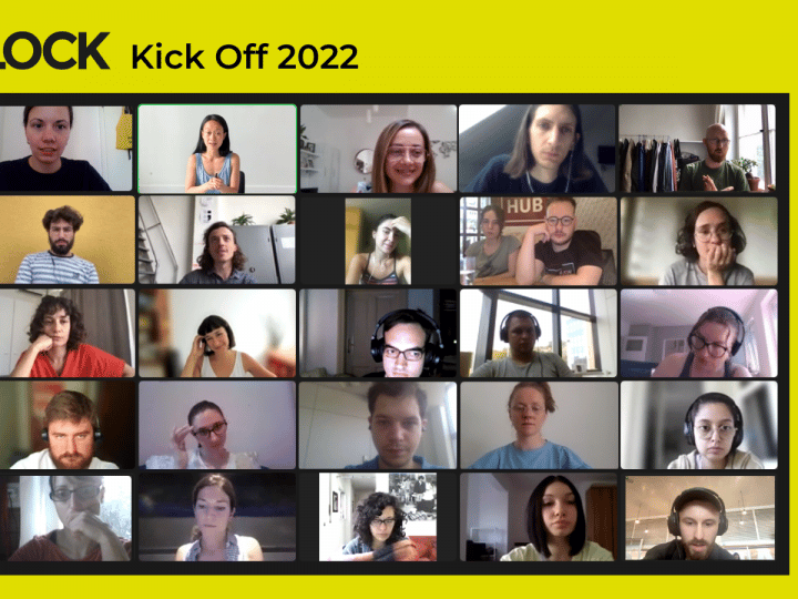 Screenshot of the UNLOCK Accelerator Event, showing all participating people in front of their webcames.
