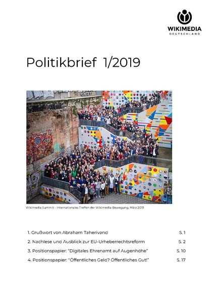 Politikbrief Frühling 2019 — Wikimedia Deutschland e. V.