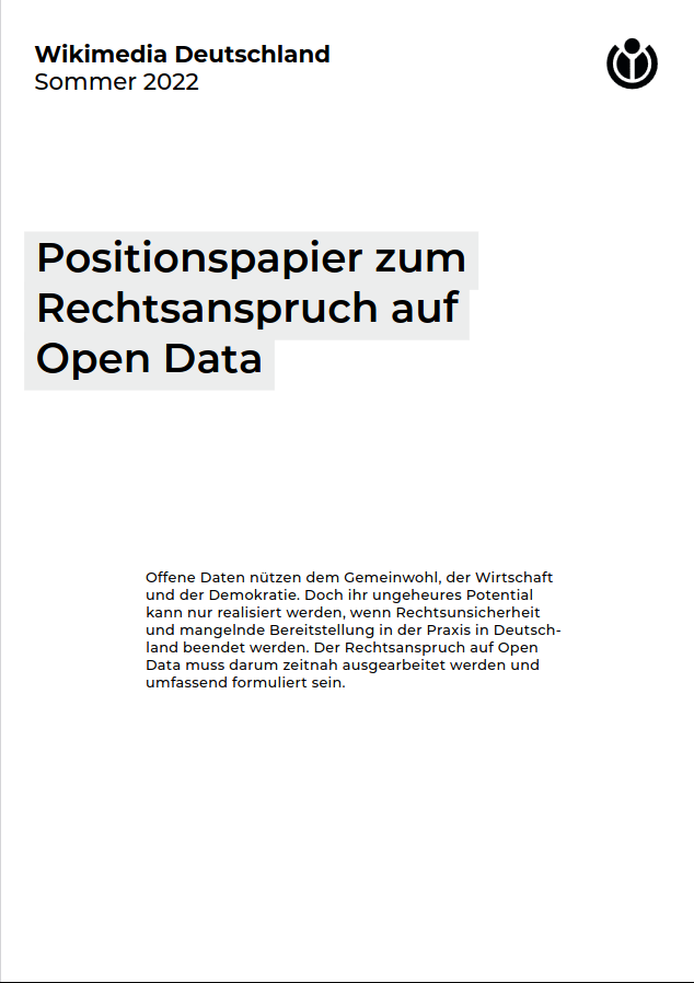 Positionspapier Recht auf Open Data 2022, Wikimedia Deutschland e.V.