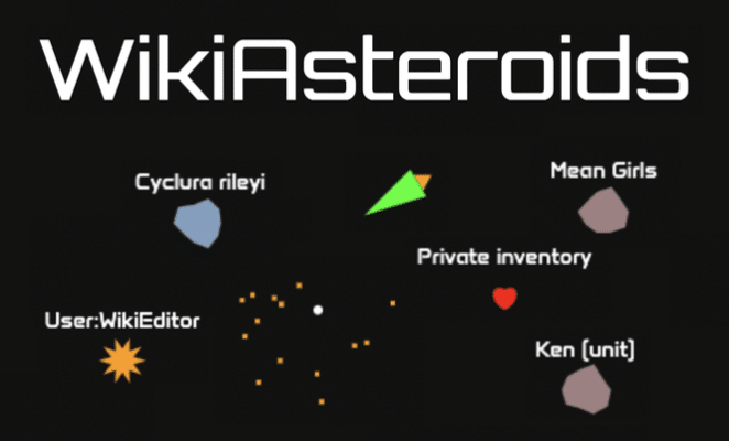 Screenshot des des Spiels WikiAsteroids
