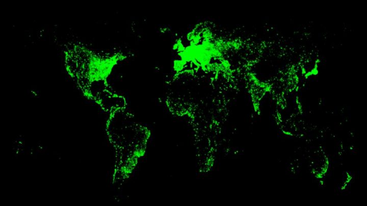 Datenvisualisierung von Datensätze aus Wikidata mit der Eigenschaft "weiblich", verortet auf einer Weltkarte.