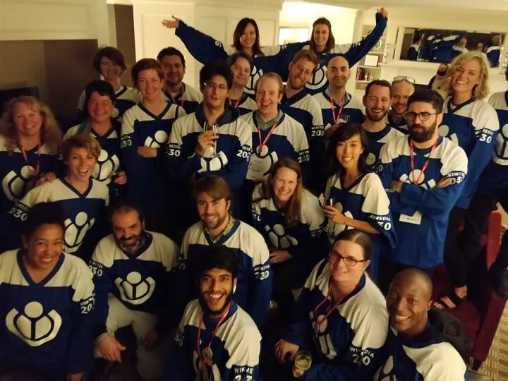Vertreter*innen des Wikimedia Movements bei der Wikimania 2017 in Montreal.