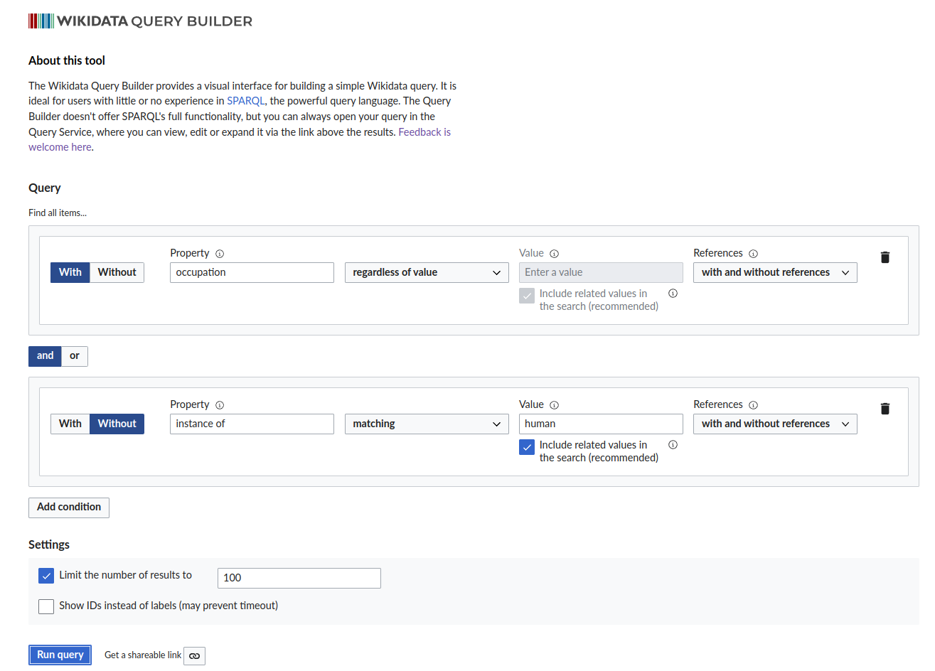 Wikidata Query Builder Screenshot