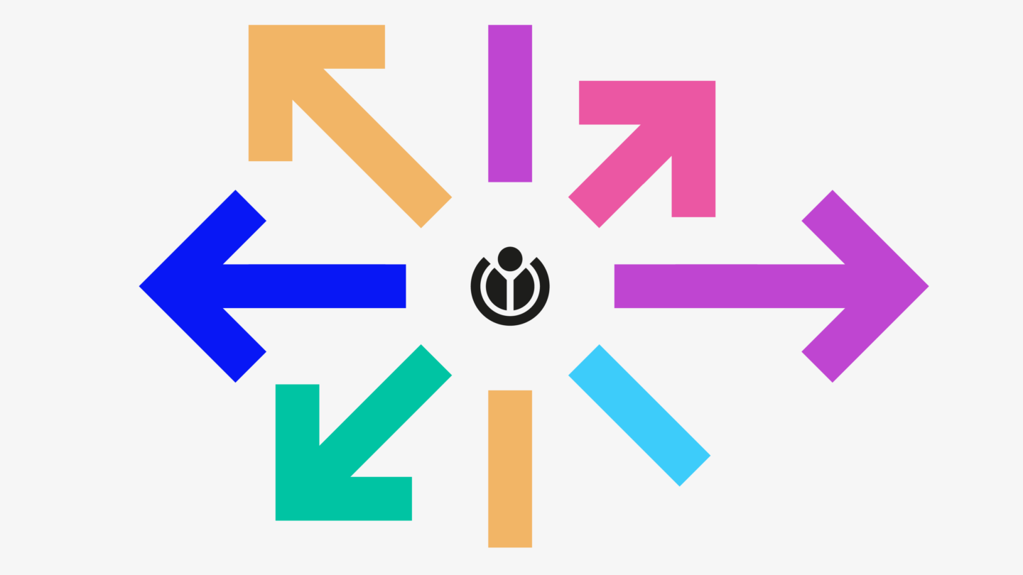 Wikmedia Deutschland-Logo mit bunten Pfeilen