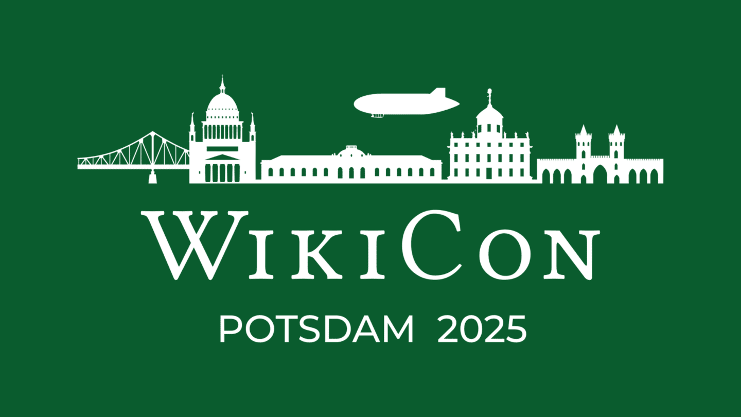 Logo der WikiCon mit Aufschrift WikiCon Potsdam 2025.