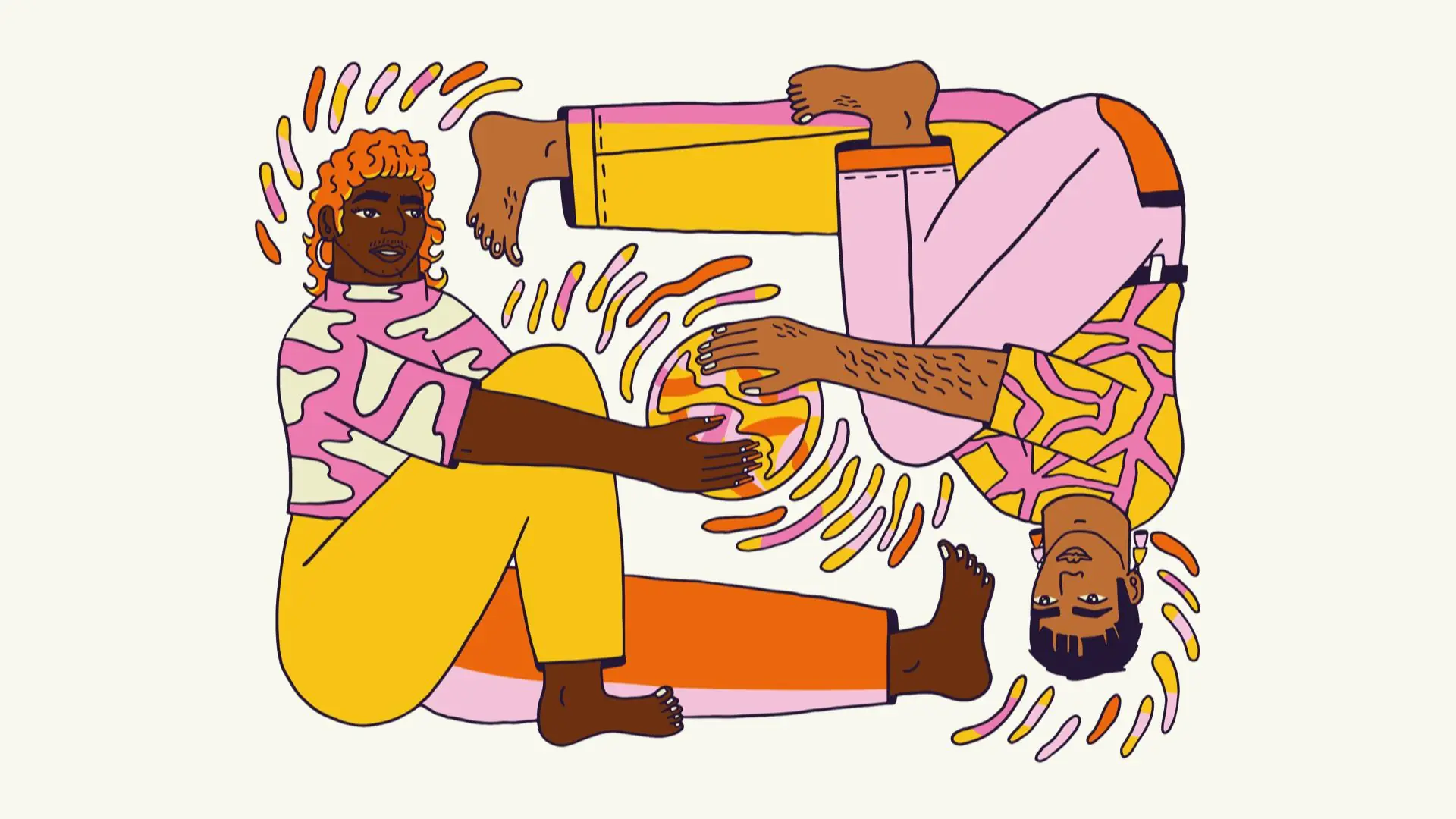 Illustration: Zwei Personen halten einen Ball